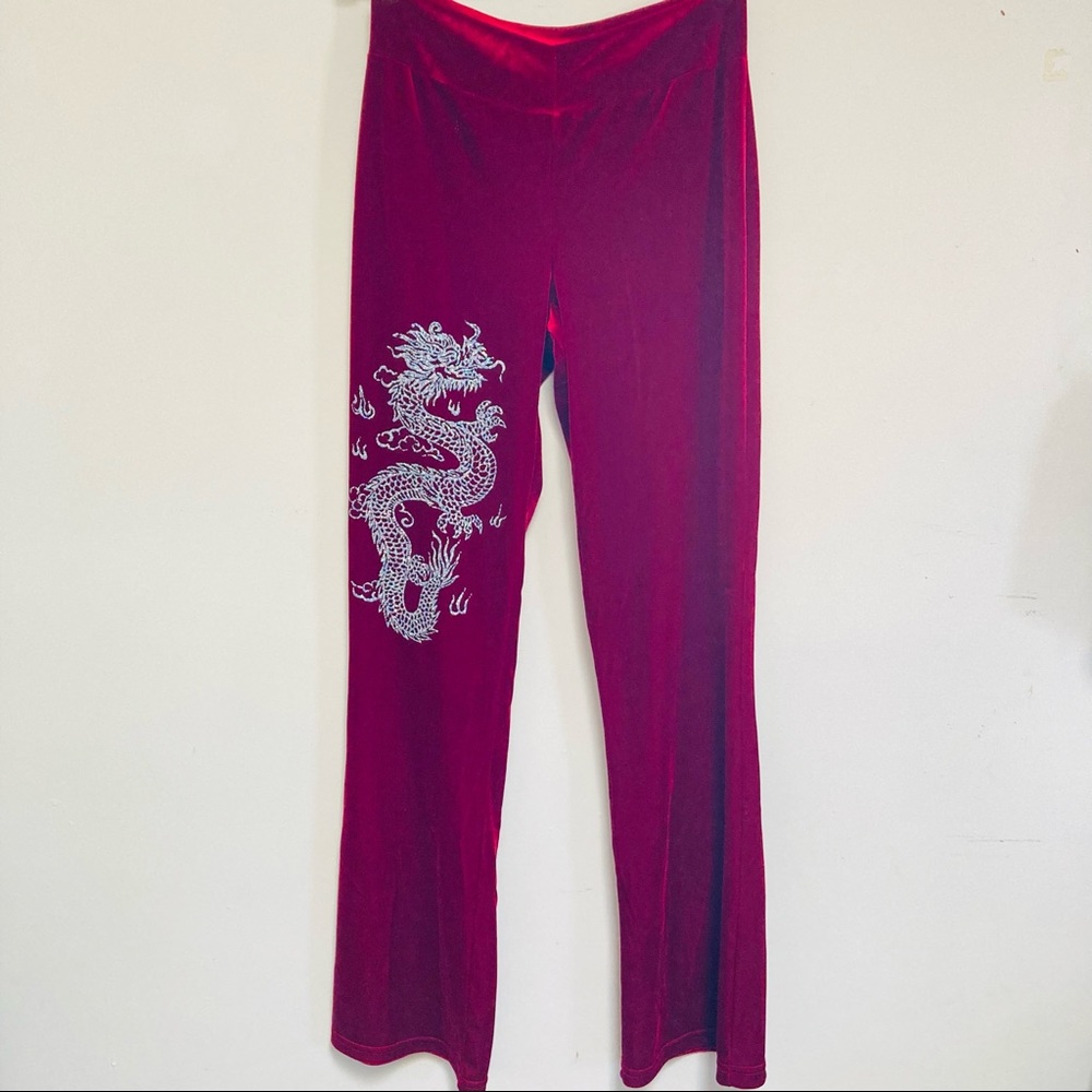 NWOT Red Velour Dragon Hot Pants Sz S